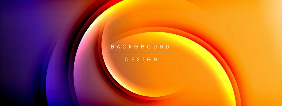 Bright rainbow style color gradient with curve round shape line background Stock Illustration