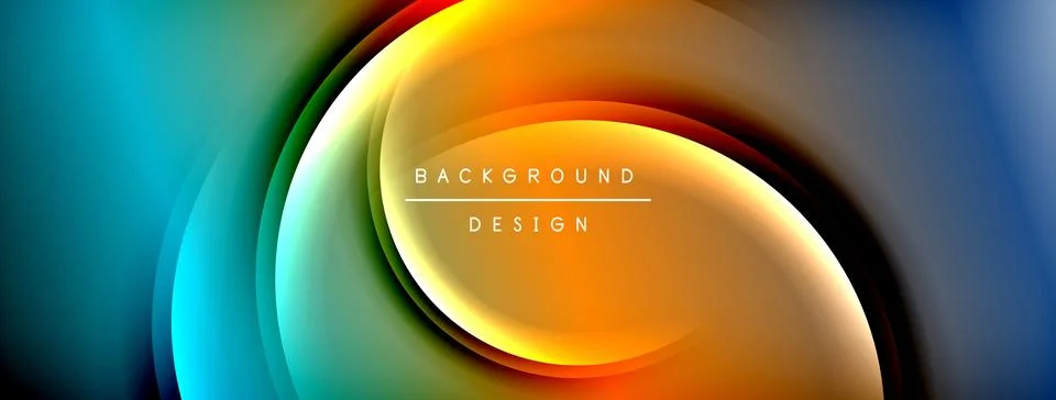 Bright rainbow style color gradient with curve round shape line background... Stock Illustration
