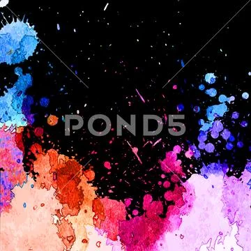 Bright rainbow vector watercolor splash on black Stock Illustration