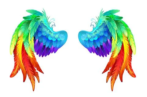 Bright rainbow wings Stock Illustration