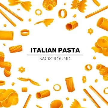 Bright rame with different types of pasta Stock Illustration