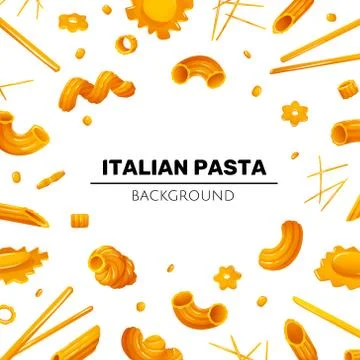 Bright rame with different types of pasta Stock Illustration
