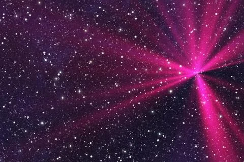 Bright rays on a space stars background Stock Illustration