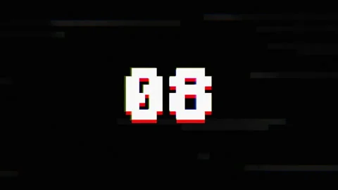 Bright real time timer or counter from 10 to 0 seconds. Pixel glitch 스톡 동영상 140789756