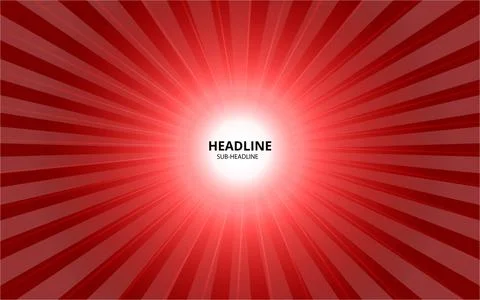 Bright red abstract background with glowing rays Vector Stock Illustration
