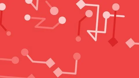 Bright red abstract pattern with light pink shapes including circles and line Stock Illustration