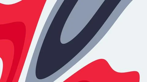 Bright red and deep navy shapes intersect on a light background in a dynamic  Иллюстрация