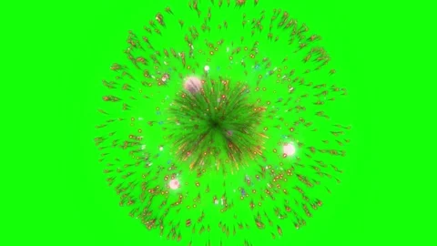 Bright red and gold firework explosion isolated on a green screen background Stock Footage 345626737
