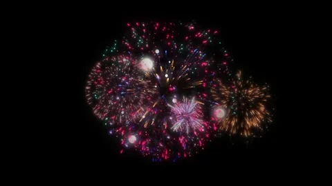 Bright red and gold fireworks exploding in the dark night sky for celebration Vídeo Stock 344919092