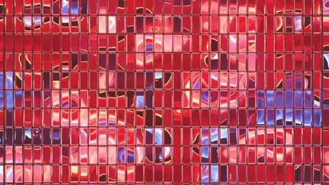 Bright red and orange abstract shapes animate continuously behind a sharp re Stock Footage 338016799