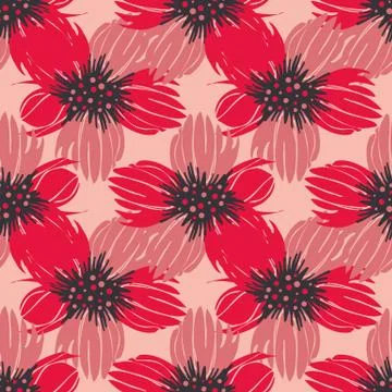 Bright red anemones seamless vector pattern イラスト素材
