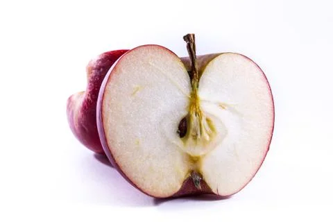 Bright Red Apple Cross Section Slice Cut Cross Section Inside Closeup Detai.. Stock Photos