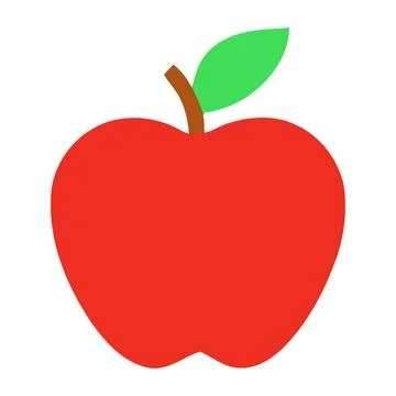 Bright red apple with green leaf isolated Vector Stock Illustration