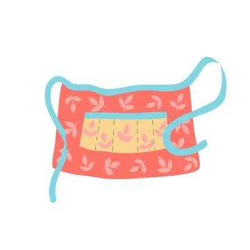 Bright red apron isolated on a white background. Cute vector illustration for Stock Illustration