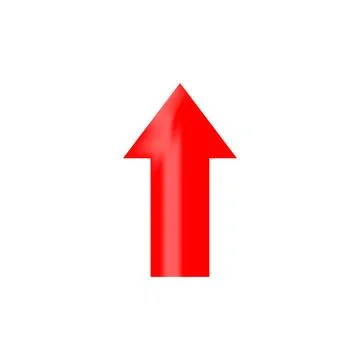 Bright red arrow vector pointing upwards indicating growth Stock Illustration
