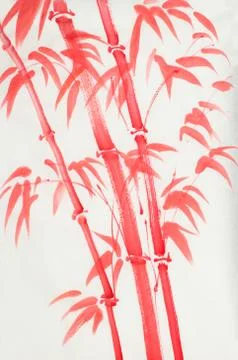 Bright red bamboo Stock Illustration