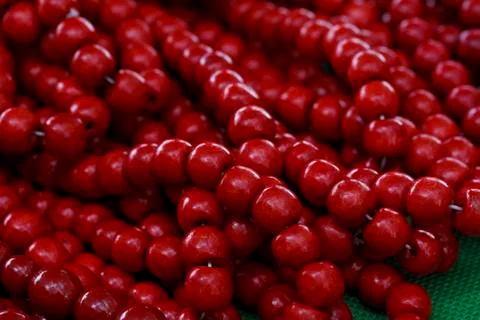 Bright red beads Stock Photos