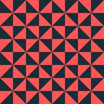 Bright red-black tiles of a triangular shape geometric seamless pattern in th Stock Illustration