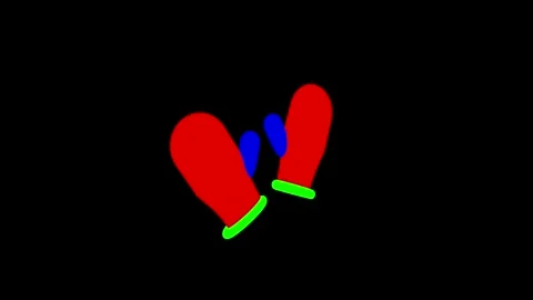 Bright Red Boxing Gloves with Blue Highlights and Green Accents on Black Ba.. Stock-Footage 341921319