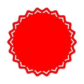 Bright red burst shape with jagged border for sales and promotional Ilustração Stock