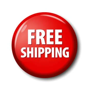 Bright red button with words 'Free Shipping' Stock Illustration