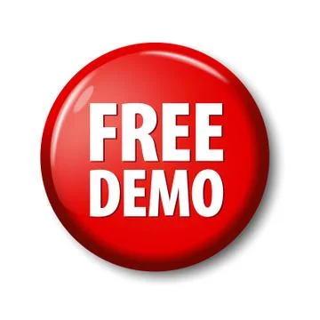 Bright red button with words 'Free Demo' Illustrazione stock