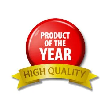 Bright red button with words 'Product of the year' 스톡 일러스트