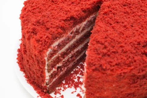 Bright red cake called red velvet Stock Photos