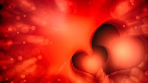Bright red card with two hearts and an abstract background. Picture for lover Stock Illustration