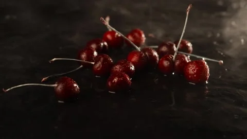 Bright red cherries Stock Footage 133157298