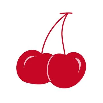 Bright red cherries with shiny surface on a simple background capturing fre.. Stock Illustration