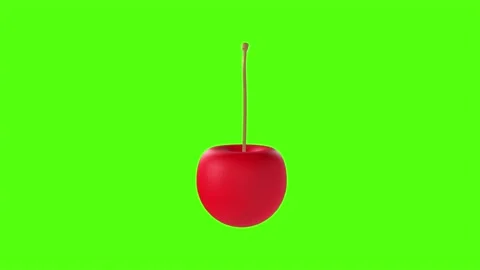 Bright red cherry suspended against vivid green background 스톡 동영상 296015728