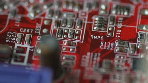 Bright red chip board moves in slow motion Stock Footage 151254473