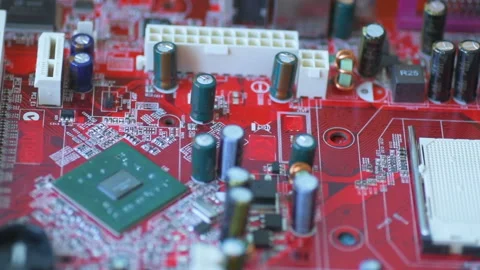 Bright red chip board moves in slow motion Stock Footage 151254673