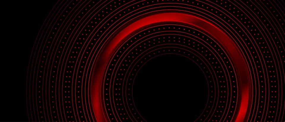 Bright red circular lines tech abstract futuristic background Stock Illustration