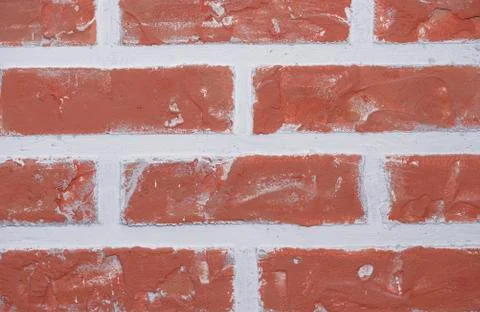 Bright red clay bricks wall flat background pattern Stock Photos