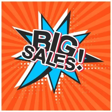 Bright red comic speech bubble with big sales text Stock Illustration