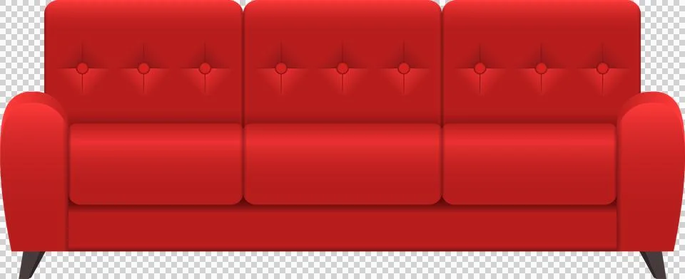 Bright red couch with button detailing and a low profile, perfect for a mod.. Stock Illustration
