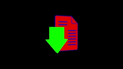 Bright Red Document Icon Featuring Bold Green Download Arrow Logo Graphic D.. Stock Footage 341921643