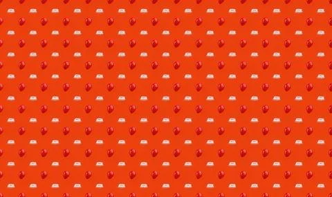 Bright red fabric with small white and pink floral patterns Stock Illustration