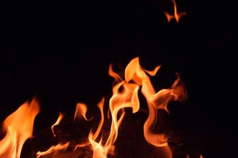 Bright red fire at night Stock Photos