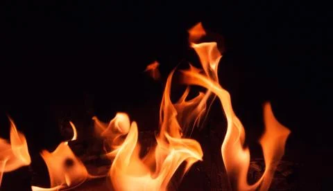 Bright red fire at night Stock Photos