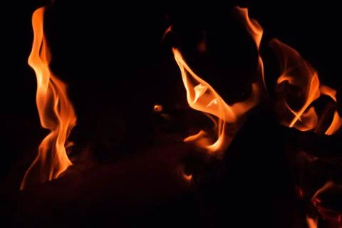 Bright red fire at night Foto stock