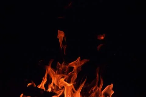 Bright red fire at night Foto stock