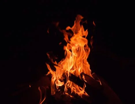 Bright red fire at night Foto stock