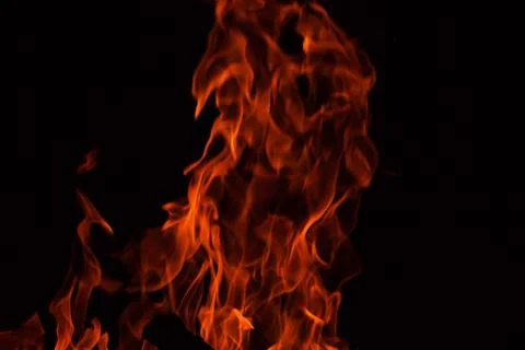 Bright red fire at night Foto stock