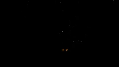 Bright Red Fireworks and Smoke Against Night Sky, 4K Stock Footage 201128910
