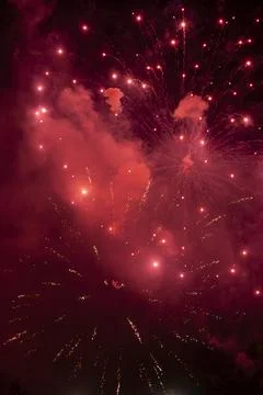 Bright red fireworks, Stock Photos