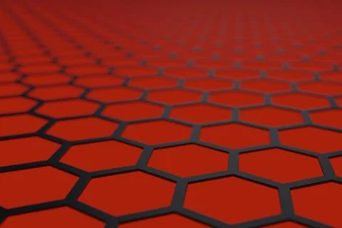 Bright red geometric hexagonal abstract background with focus on foreground. Stock Illustration