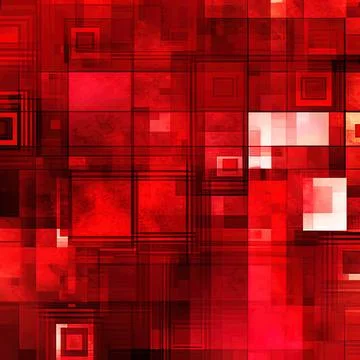 Bright red geometric squares mosaic tech background Stock Illustration